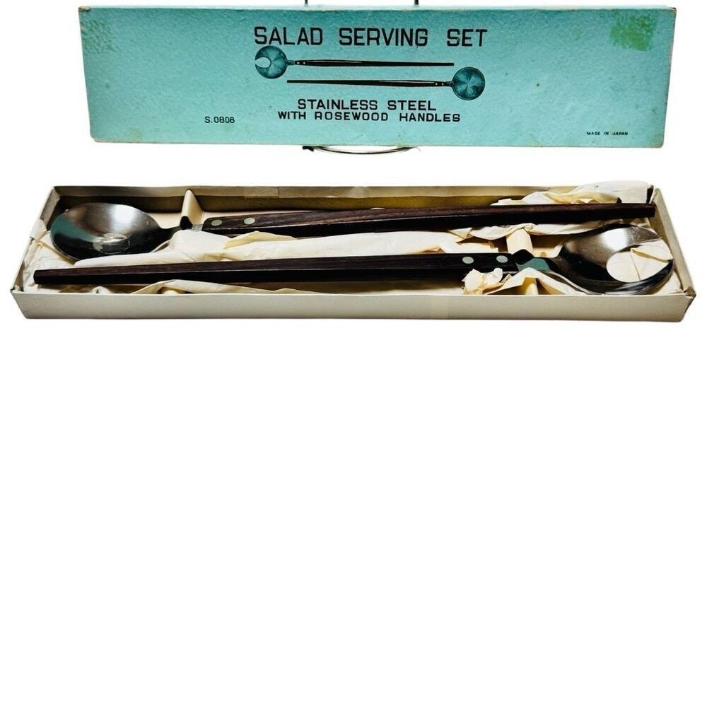 MCM- Rosewood Handle SALAD SERVING SET - Japan - S.0808